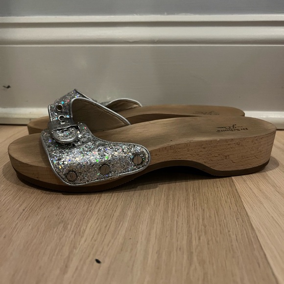 Dr. Scholl's For J. Crew Woman’s Silver Sparkle Sandals Limited Edition Size 6 - Picture 3 of 10
